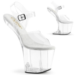 Pleaser CRAZE-808 Clear Heelless Pony Platform Sandals