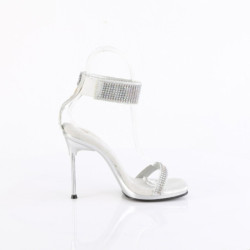 Fabulicious CHIC-40 Silver Ankle Strap Steel Heel Sandal