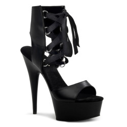 Pleaser DELIGHT-600-14 Black Ankle Cuff High Heels