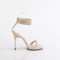 Fabulicious CHIC-40 Tan Ankle Strap Steel Heel Sandal