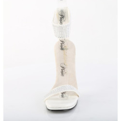 Fabulicious CHIC-40 White Ankle Strap Steel Heel Sandal