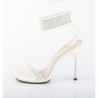 Fabulicious CHIC-40 White Ankle Strap Steel Heel Sandal