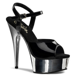 Pleaser DELIGHT-609 Silver Chrome Platform High Heels