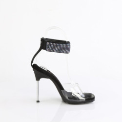 Fabulicious CHIC-42 Black Ankle Strap Steel Heel Sandal