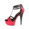 Pleaser DELIGHT-663 Red Black T-Strap High Heel Sandal