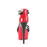 Pleaser DELIGHT-663 Red Black T-Strap High Heel Sandal
