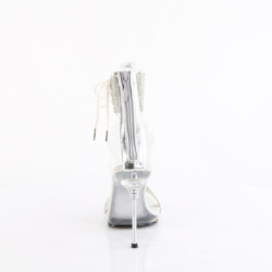 Fabulicious CHIC-47 Silver Ankle Cuff Steel Heel Sandal