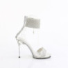 Fabulicious CHIC-47 Silver Ankle Cuff Steel Heel Sandal