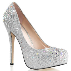 Fabulicious DESTINY-06R Silver Glitter Platform Pumps