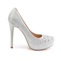 Fabulicious DESTINY-06R Silver Glitter Platform Pumps