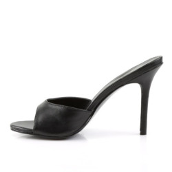 Pleaser CLASSIQUE-01 Black Kid Vegan High Heeled Mules