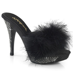 Fabulicious ELEGANT-401F Black Feathers Vegan Leather