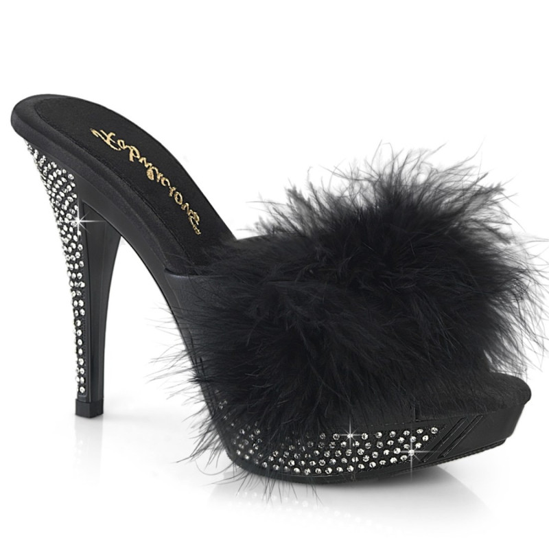 Fabulicious ELEGANT-401F Black Feathers Vegan Leather Fabulicious ELEGANT-401F Black Feathers Vegan Leather