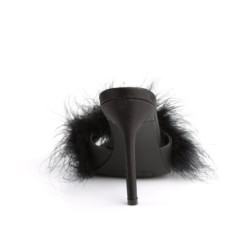 Fabulicious CLASSIQUE-01F Black Vegan Fur Mules Women