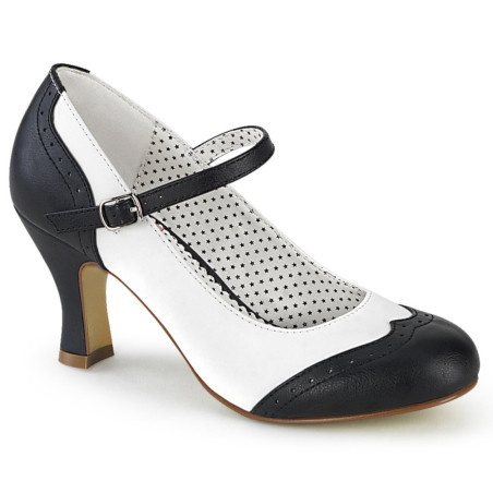 Pin Up Couture FLAPPER-25 Black White Spectator Pumps