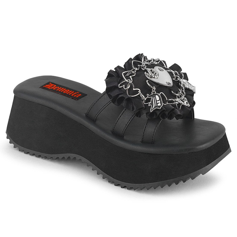 Demonia FLIP-16 Black Vegan Platform Women Mules Demonia FLIP-16 Black Vegan Platform Women Mules
