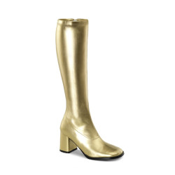 Funtasma GOGO-300 Gold Vegan Chunky Heel 70s Boots