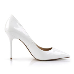 Pleaser CLASSIQUE-20 White Pointed-Toe Stiletto Pumps