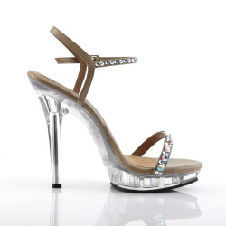 Fabulicious LIP-131 Taupe Summer High Heels Sandals