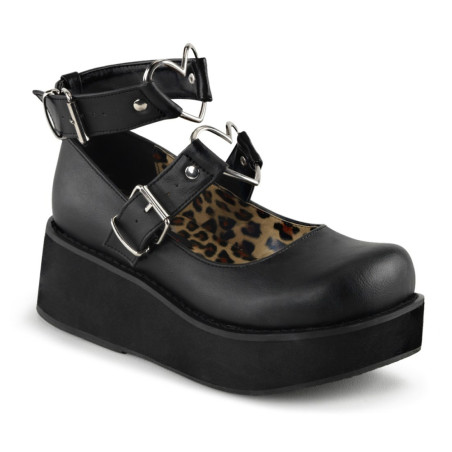 Demonia SPRITE-02 Black Vegan Maryjane Platform Shoes
