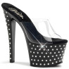 Pleaser STARDUST-701 Black Strass Platform Heeled Mules