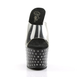 Pleaser STARDUST-701 Black Strass Platform Heeled Mules