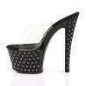 Pleaser STARDUST-701 Black Strass Platform Heeled Mules