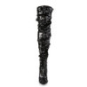 Pleaser COURTLY-3011 Black Sequins Thigh High Boots