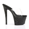 Pleaser STARDUST-701 Black Strass Platform Heeled Mules