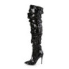 Pleaser COURTLY-3011 Black Sequins Thigh High Boots