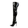 Pleaser COURTLY-3012 Black Stiletto Thigh High Boots