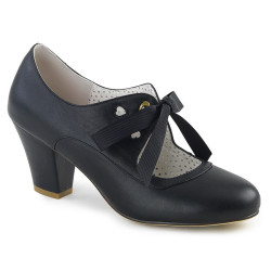 Pin Up Couture WIGGLE-32 Black Cuben Heel Retro Pumps