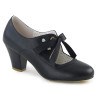 Pin Up Couture WIGGLE-32 Black Cuben Heel Retro Pumps