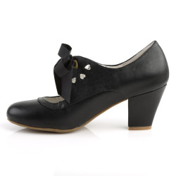 Pin Up Couture WIGGLE-32 Black Cuben Heel Retro Pumps