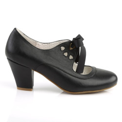 Pin Up Couture WIGGLE-32 Black Cuben Heel Retro Pumps