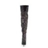 Pleaser COURTLY-3015 Black Glitter Stiletto Thigh Boots