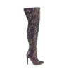 Pleaser COURTLY-3015 Black Glitter Stiletto Thigh Boots