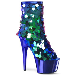 Pleaser ADORE-1031SSQ Green Sequins Blue Metallic Chrom
