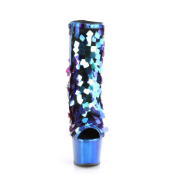 Pleaser ADORE-1031SSQ Green Sequins Blue Metallic Chrom