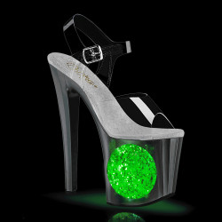Pleaser ENCHANT-708LT-CIRCLE Transparent Silver Glitter