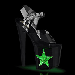 Pleaser ENCHANT-708LT-STAR Transparent Black Silver