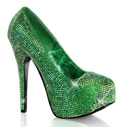 Bordello TEEZE-06R Green Satin Strass Sale Women