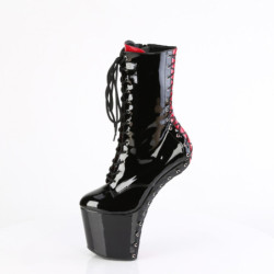 Pleaser CRAZE-1040FH Black-Red Patent Ankle Boots
