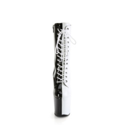 Pleaser CRAZE-1040TT Black White Patent Ankle Boots