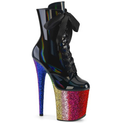 Pleaser FLAMINGO-1020HG Black Hologram Patent Rainbow