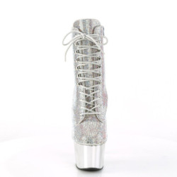 Pleaser ADORE-1020CHRS Silver Strass Chrome Ankle Boots