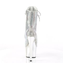 Pleaser ADORE-1020CHRS Silver Strass Chrome Ankle Boots