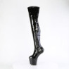 Pleaser CRAZE-3000 Black Patent Heelless Overknee Boots