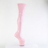 Pleaser CRAZE-3000 Rose Patent Heelless Overknee Boots