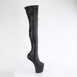 Pleaser CRAZE-3000 Black Vegan Heelless Overknee Boots